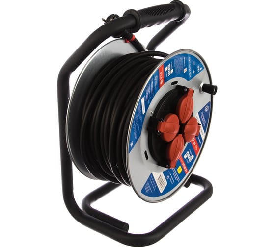 Изображение товара Удлинитель на металлической катушке Power Cube IP44 16А 30м резина 3*2,5 4 роз. с/з PC44801