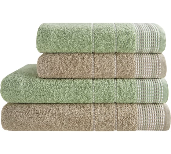 Изображение товара Полотенца махровые DIANA, Лион, цвет: Цикорий/Светло-зеленый (50x80 см (2 шт.), 70x130 см (2 шт.)) ПМDЛ-ЦСЗ-50-70-4