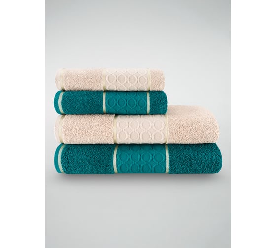 Изображение товара Полотенца махровые DIANA Арабеска, цвет: Изумруд/Лунный свет (50x80 см (2 шт.), 70x130 см (2 шт.)) НПД-Из/Лс-50-80/70-130