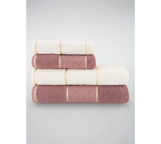 Изображение товара Полотенца махровые DIANA Арабеска, цвет: Тирамису/Молочный (50x80 см (2 шт.), 70x130 см (2 шт.)) НПД-Т/М-50-80/70-130