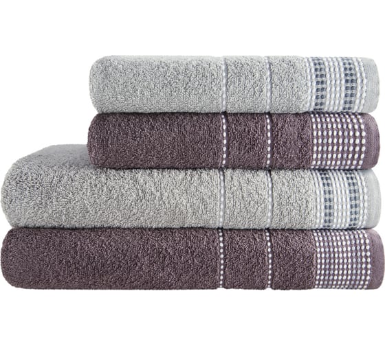 Изображение товара Полотенца махровые DIANA, Лион, цвет: Грей/Серый (50x80 см (2 шт.), 70x130 см (2 шт.)) ПМDЛ-ГрС-50-70-4