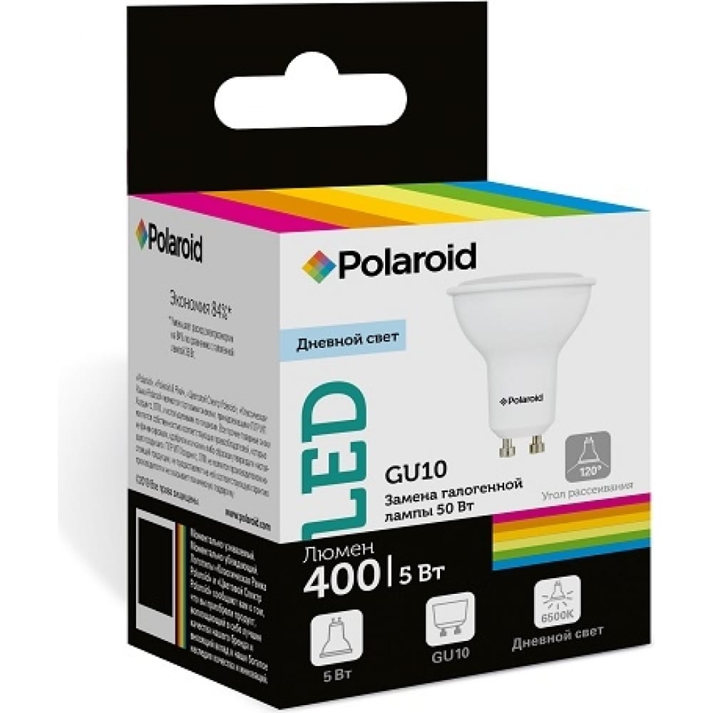 фото Светодиодная лампа polaroid 220v gu10 5w 6500k gu10 400lm pl-gu10506