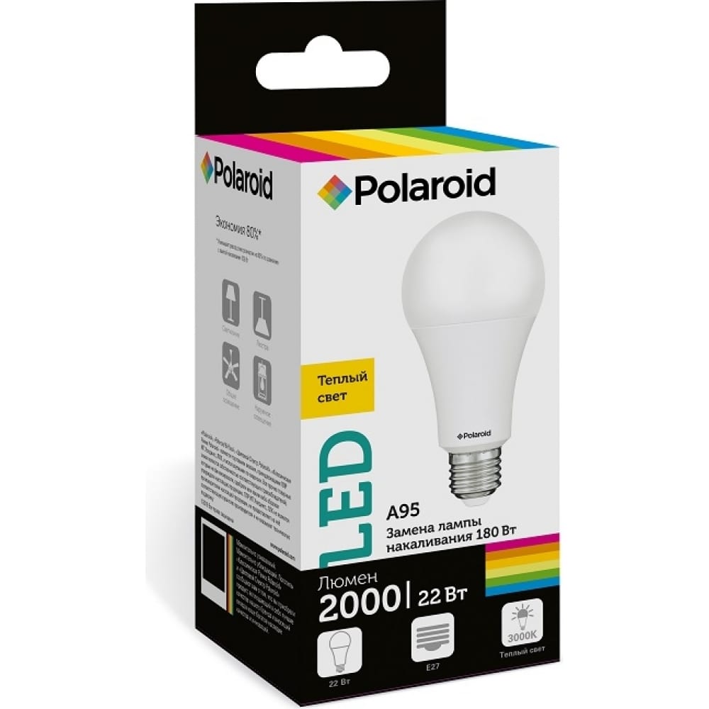 Купить Светодиодная лампа polaroid 220v a95 22w 3000k e27 2000lm pl-a9522273