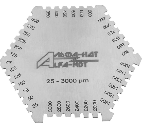 Изображение товара Гребенка измерительная толщины мокрого слоя краски 25-3000 с первичной калибровкой АЛЬФА-НДТ УП-00002407