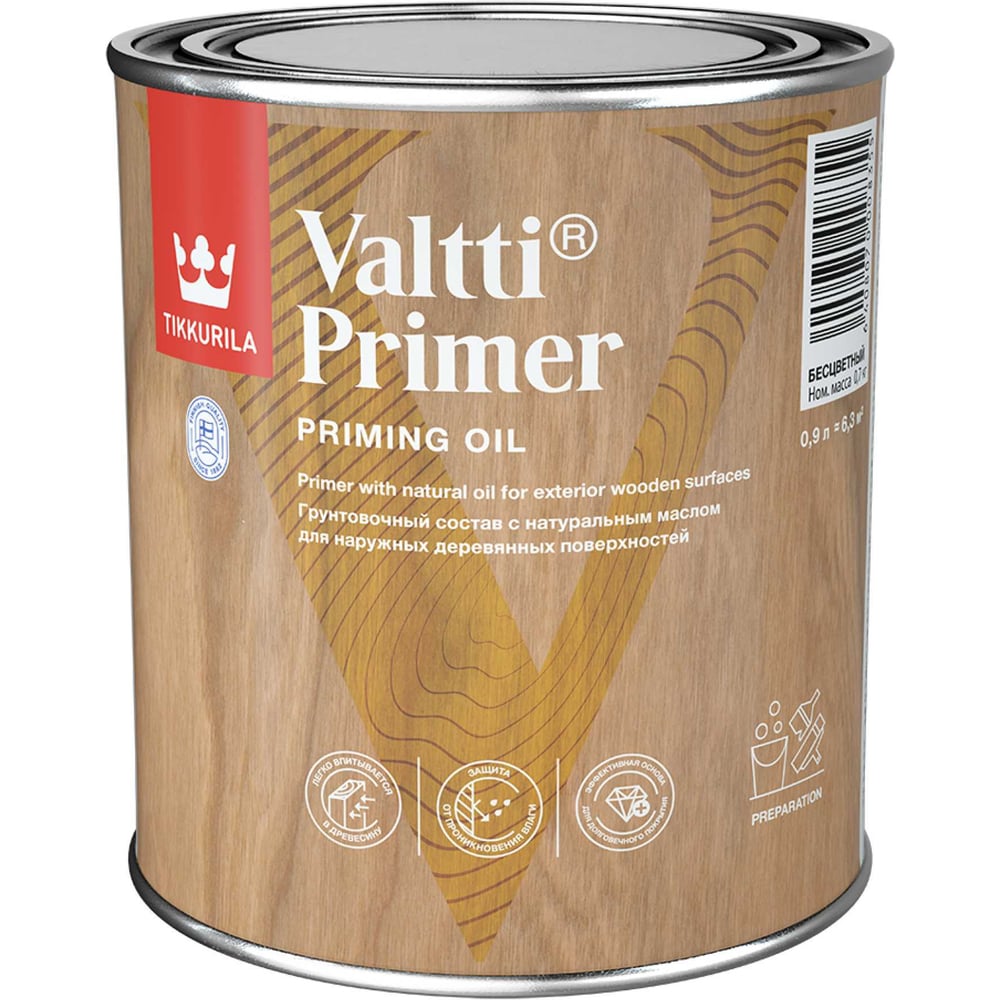 Изображение товара VALTTI PRIMER - бесцветный грунтовочный антисептик Tikkurila, 0, 9 л