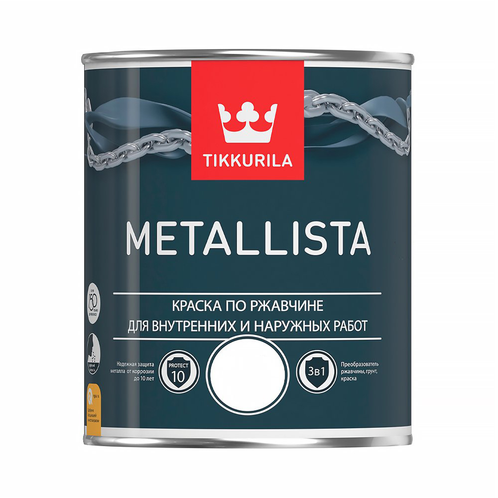 фото Краска по ржавчине 3 в 1 tikkurila metallista молотковая черная 2,5 л 203638