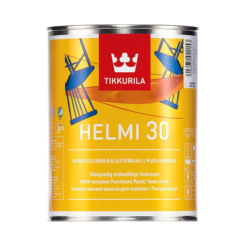 фото Краска для мебели tikkurila helmi 30 база с п/матов. 2,7 л 49040