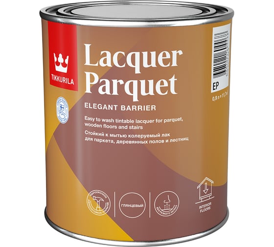 Изображение товара Паркетный лак Tikkurila LACQUER PARQUET EP гл 0,9л 700001142