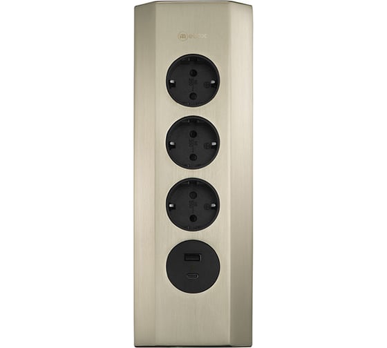 Изображение товара Накладной Блок розеток Mebax 50F 3 секции Серый металлик Механический угловая 2 USB , 00-00001176