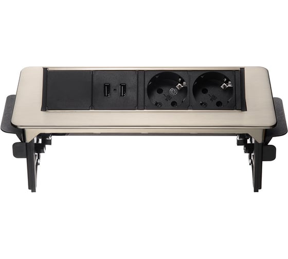 Изображение товара Встраиваемая врезная розетка Mebax 47 2 секции Серый металлик Полуавтоматический 233х93мм 2 USB , 00-00000830