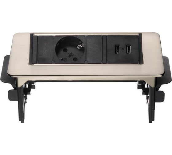 Изображение товара Встраиваемая врезная розетка Mebax 47 1 секции Серый металлик Полуавтоматический 191х93мм 2 USB , 00-00001163