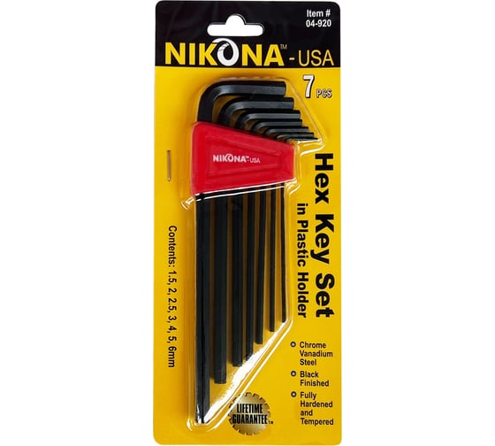 Изображение товара Набор шестигранных ключей NIKONA в футляре, 7шт, 1,5-6мм 04-920