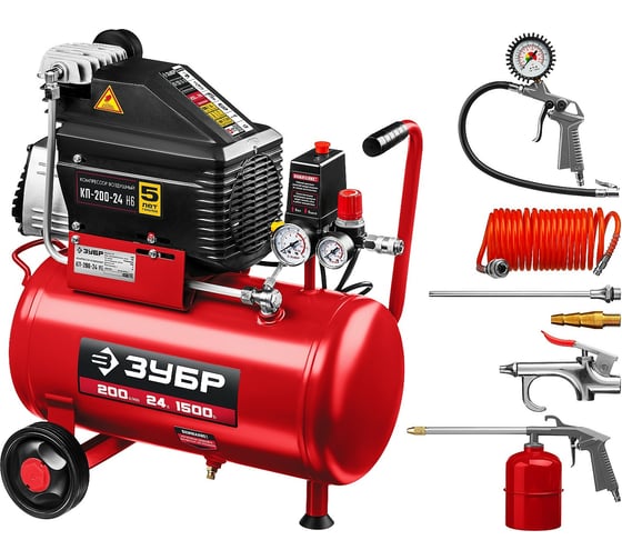 Изображение товара Безмасляный компрессор 1500 Вт,  200 л/мин ЗУБР КП-200-24 Н6