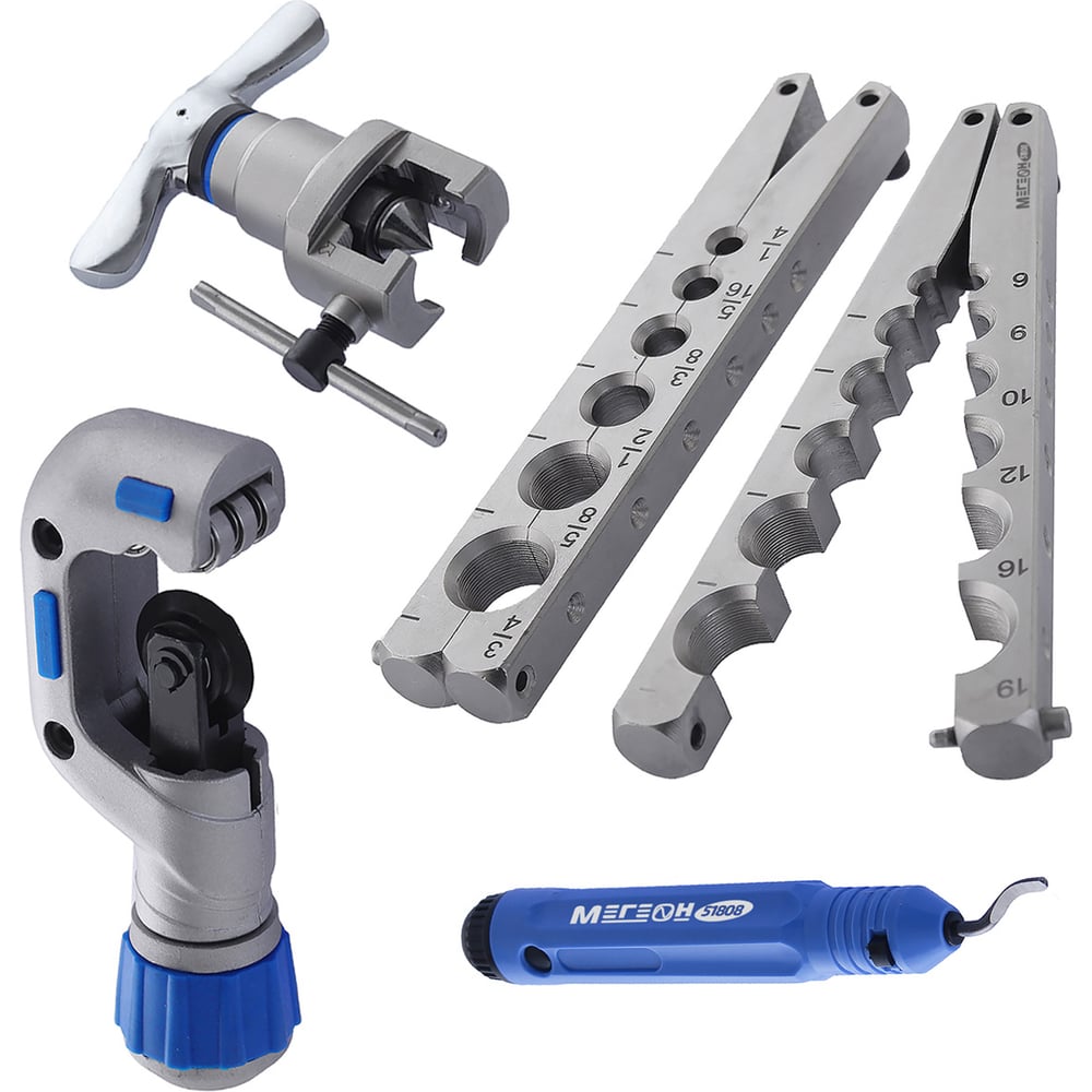 Изображение товара Вальцовочный набор МЕГЕОН 51808 для медных и металлических труб от 3/16 до 16 мм