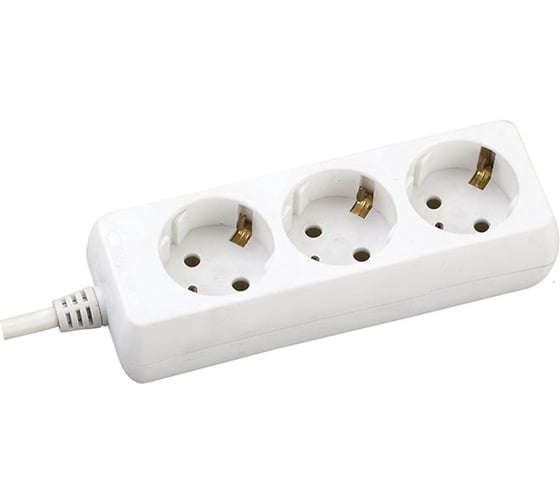 Изображение товара Бытовой удлинитель General Lighting Systems 3 розетки, с заземлением, без выключателя, 5 метров, 10А, 2200Вт, Белый GES-10-3x075-3-5m 470020