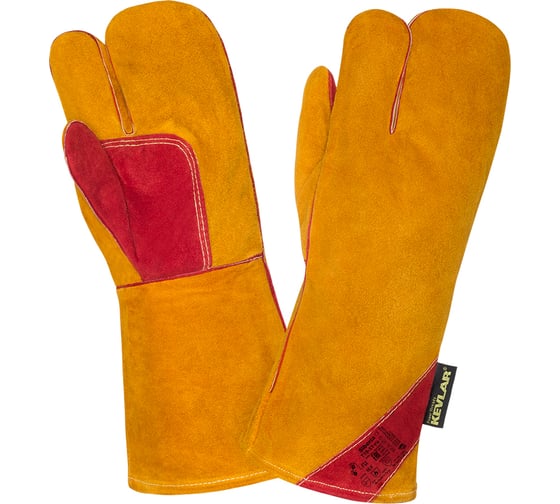 Изображение товара Утепленные трехпалые краги сварщика 2Hands спилок КРС/искусственный мех Т19-11-ru Siberia