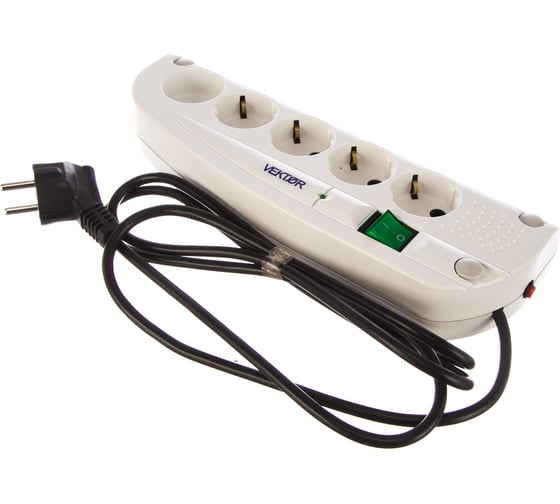 Изображение товара Сетевой фильтр Vektor COM светло-серый 1. 8-2м 7748