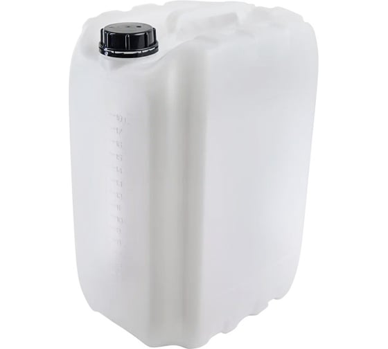 Изображение товара Канистра 20 л, 295x235x401 мм, со шкалой уровня, штабелируемая, антибульк, с пробкой, цвет неокрашенный Тара.ру 31737
