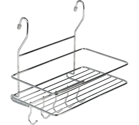 Изображение товара Большая полка на рейлингах с крючками Lemax, длина 260 мм, ширина 180 мм, высота 270 мм, хром MX-403