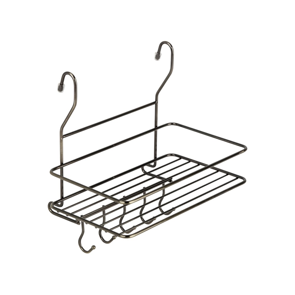 фото Большая полка на рейлингах с крючками lemax, длина 260 мм, ширина 180 мм, высота 270 мм, античная бронза mx-403 ab