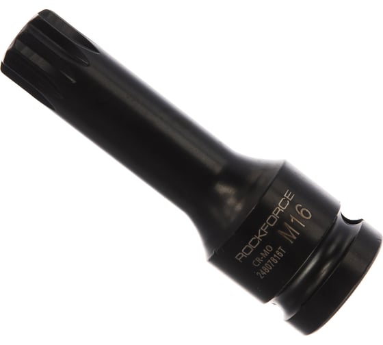 Изображение товара Головка-бита SPLINE глубокая ударная с отверстием (M16; 1/2") ROCKFORCE RF-24807816T