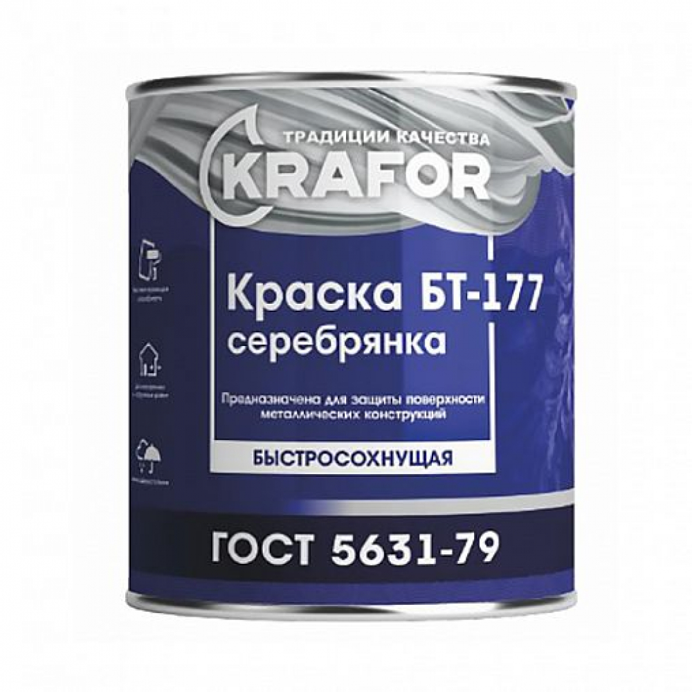 фото Краска krafor бт-177 серебрянка 15 кг 1 205453
