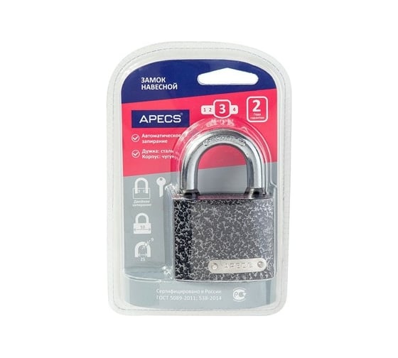 Изображение товара Навесной замок Apecs PD-01-50-Blister 12586