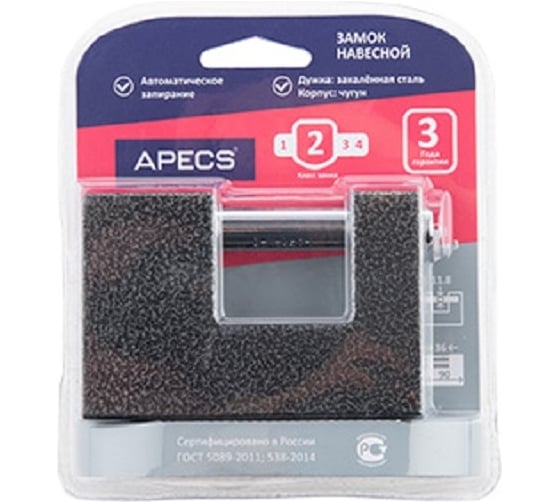 Изображение товара Навесной замок Apecs PD-10-90-Blister 17277