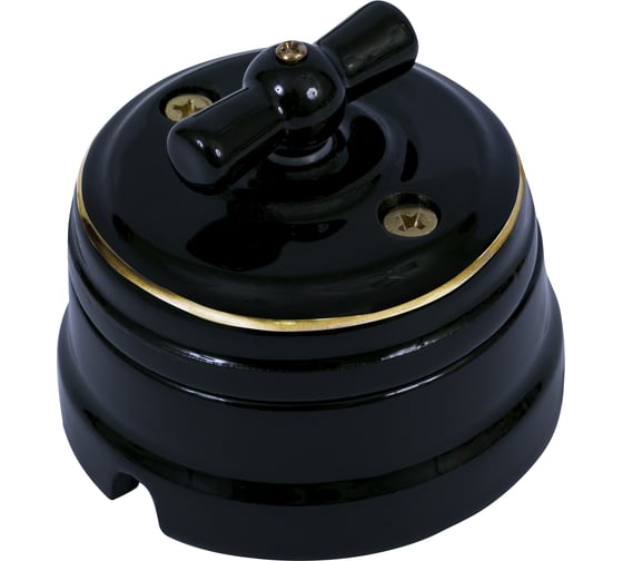 Изображение товара Выключатель МЕЗОНИНЪ проходной поворотный 2 положения, цвет-золото на черном GE70404-53