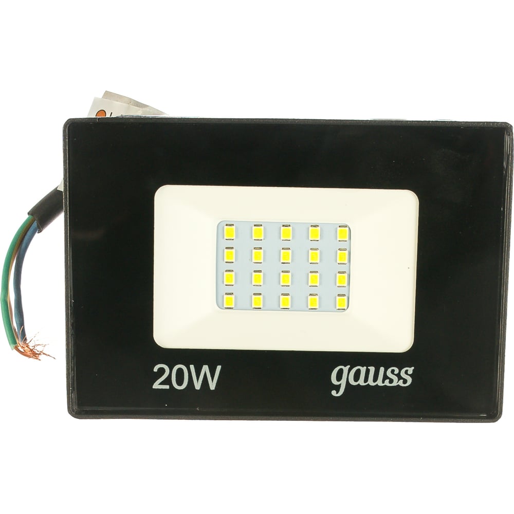 фото Светодиодный прожектор gauss elementary 20w 1320lm ip65 6500к черный промо 613100320p