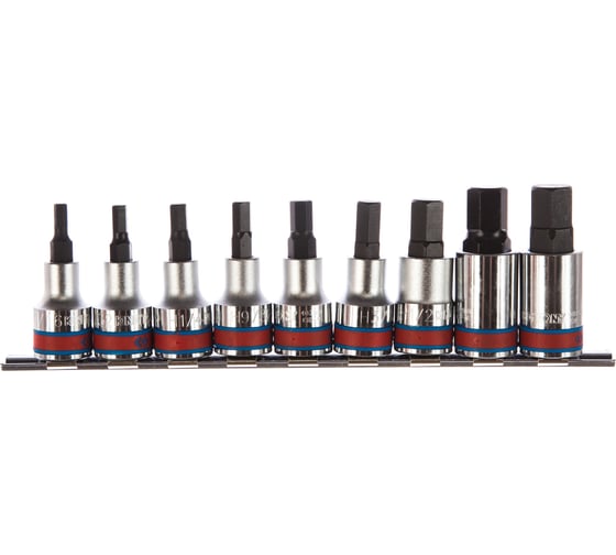 Изображение товара Набор торцевых насадок (9 шт; 1/2"; 3/16"-5/8"; HEX) KING TONY 4110SR10