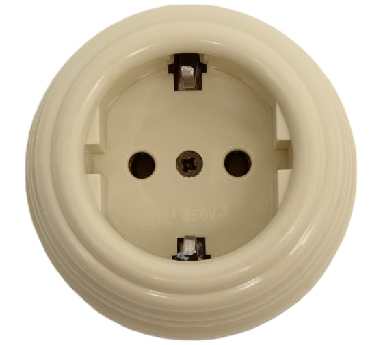 Изображение товара Розетка МЕЗОНИНЪ пластиковая с заземляющим контактом, цвет - слоновая кость GE30301-02