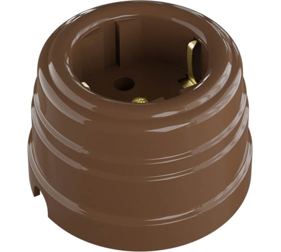 Изображение товара Розетка МЕЗОНИНЪ пластиковая с заземляющим контактом, цвет - какао GE30301-70