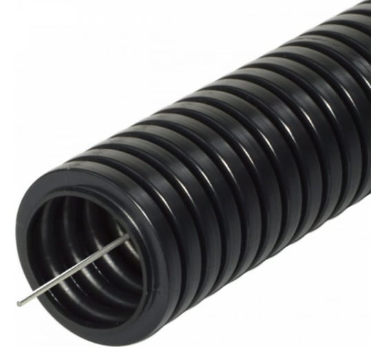 Изображение товара Гофротруба Урал ПАК ПВХ, лег. с зондом черная 20 мм 10 м ГФ-0100020-010