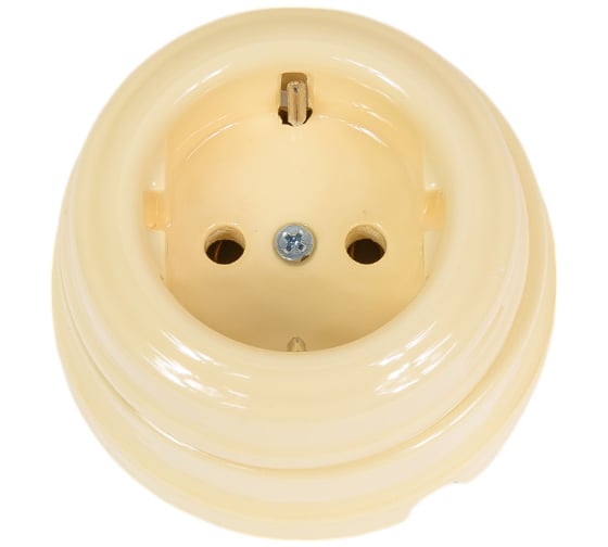 Изображение товара Розетка МЕЗОНИНЪ с заземляющим контактом, цвет - слоновая кость GE70301-02