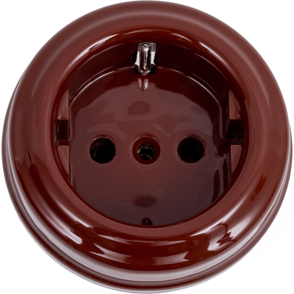 Изображение товара Электрическая розетка МЕЗОНИНЪ с заземляющим контактом коричневая GE70301-04k