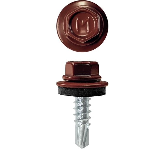 Изображение товара Кровельный саморез Daxmer 4,8x19 мм, RAL 3009, сверло №2, 250 шт. 00000343668