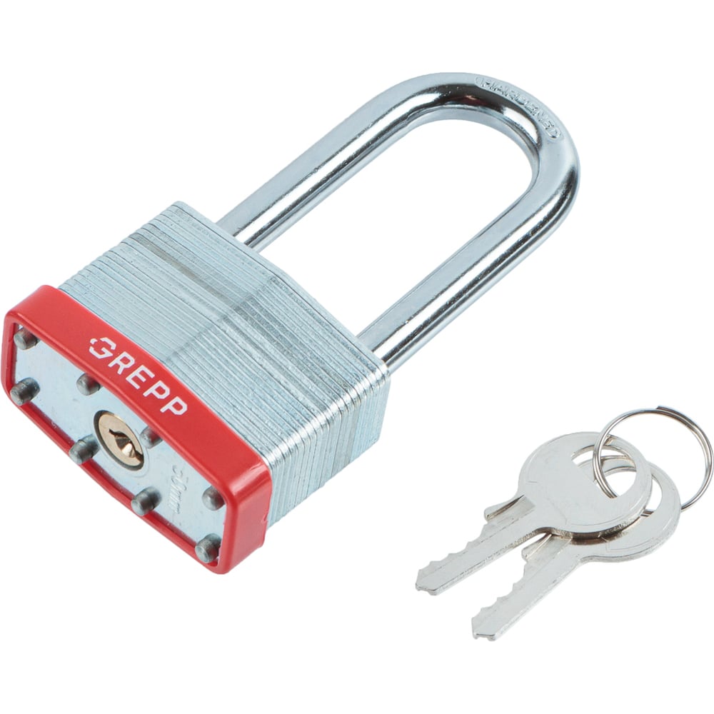 Изображение товара Навесной стальной замок GREPP с длинной дужкой 50 мм влагозащитный антивандальный