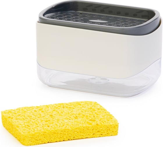 Изображение товара Диспенсер для моющего средства с губкой ЗПИ "Альтернатива" белый И8926