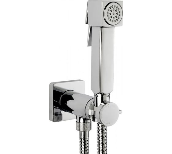 Изображение товара Гигиенический комплект Bossini Cube Brass Mixer Set смеситель прогрессивный, душ с кнопкой подачи воды, шланг 1250 мм, держатель с шланговым подключение E38001.030