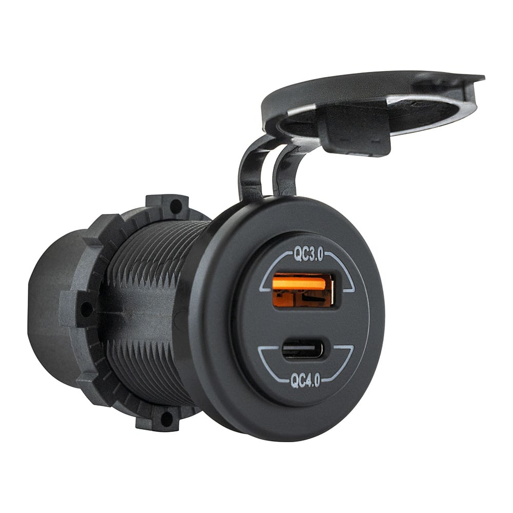 Изображение товара Розетка РИФ USB QC 3.0 и QC 4.0 с синей подсветкой