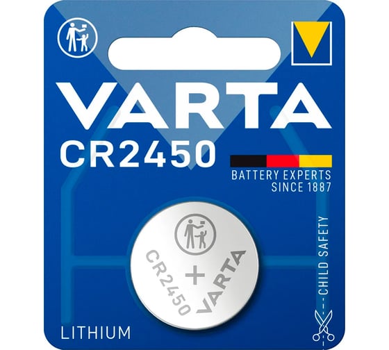 Изображение товара Батарейка Varta CR2450, BL1, Lithium, 3V 06450101401