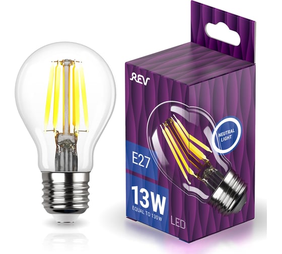 Изображение товара Светодиодная лампа филаментная REV A60, E27, 13W, 4000K, 32480 5