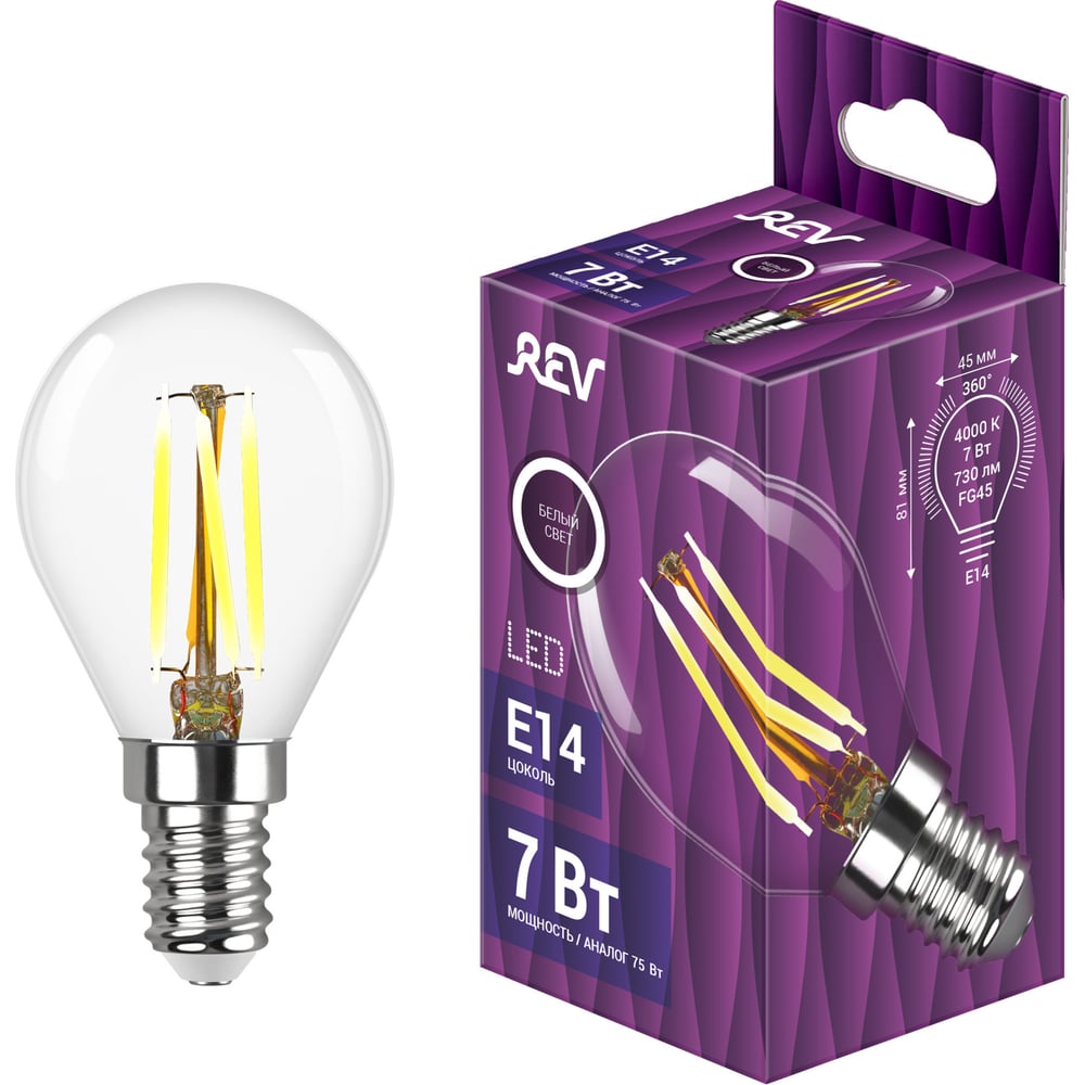 Изображение товара Светодиодная лампа Filament REV E14 7W 4000K