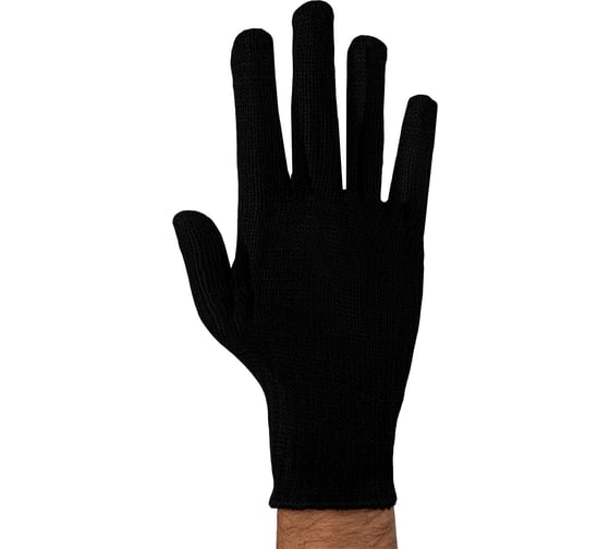 Изображение товара Перчатки ЛЭВ вязаные п/шерстяные без ПВХ покрытия, черные, 10 кл. 168089