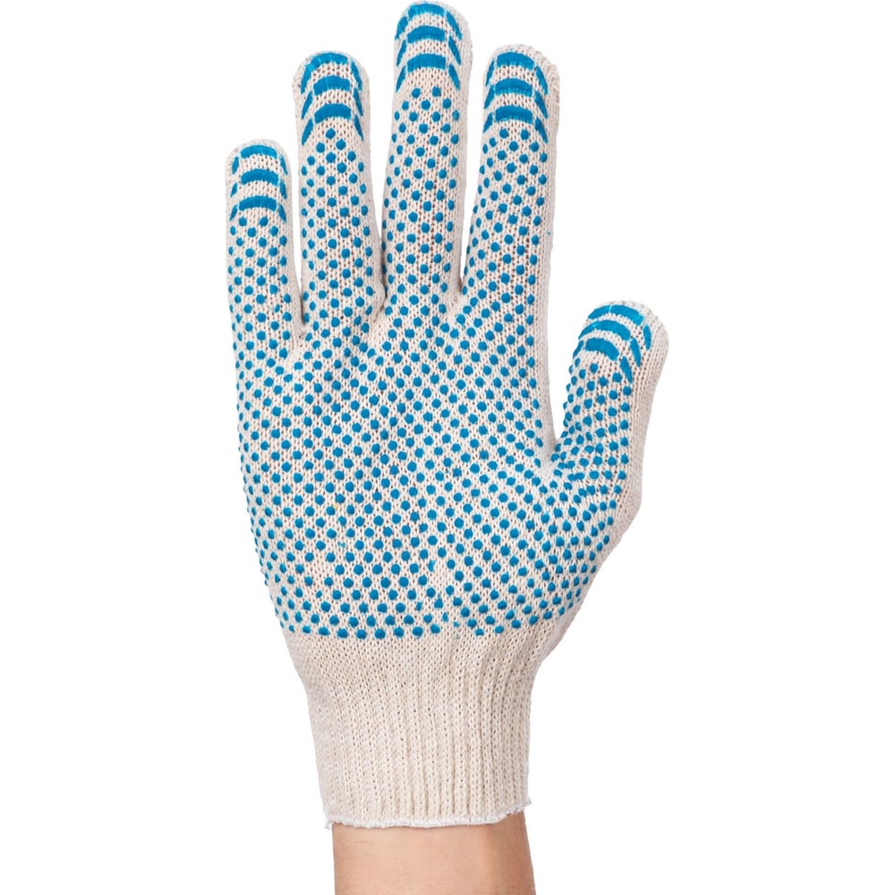 Изображение товара Перчатки ЛЭВ вязаные хлопчатобумажные с двусторонним ПВХ, белые, размер 10