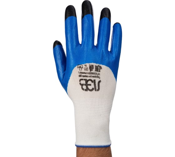 Изображение товара Перчатки ЛЭВ полиэфирные, с двойным нитрильным покрытием 168083/1