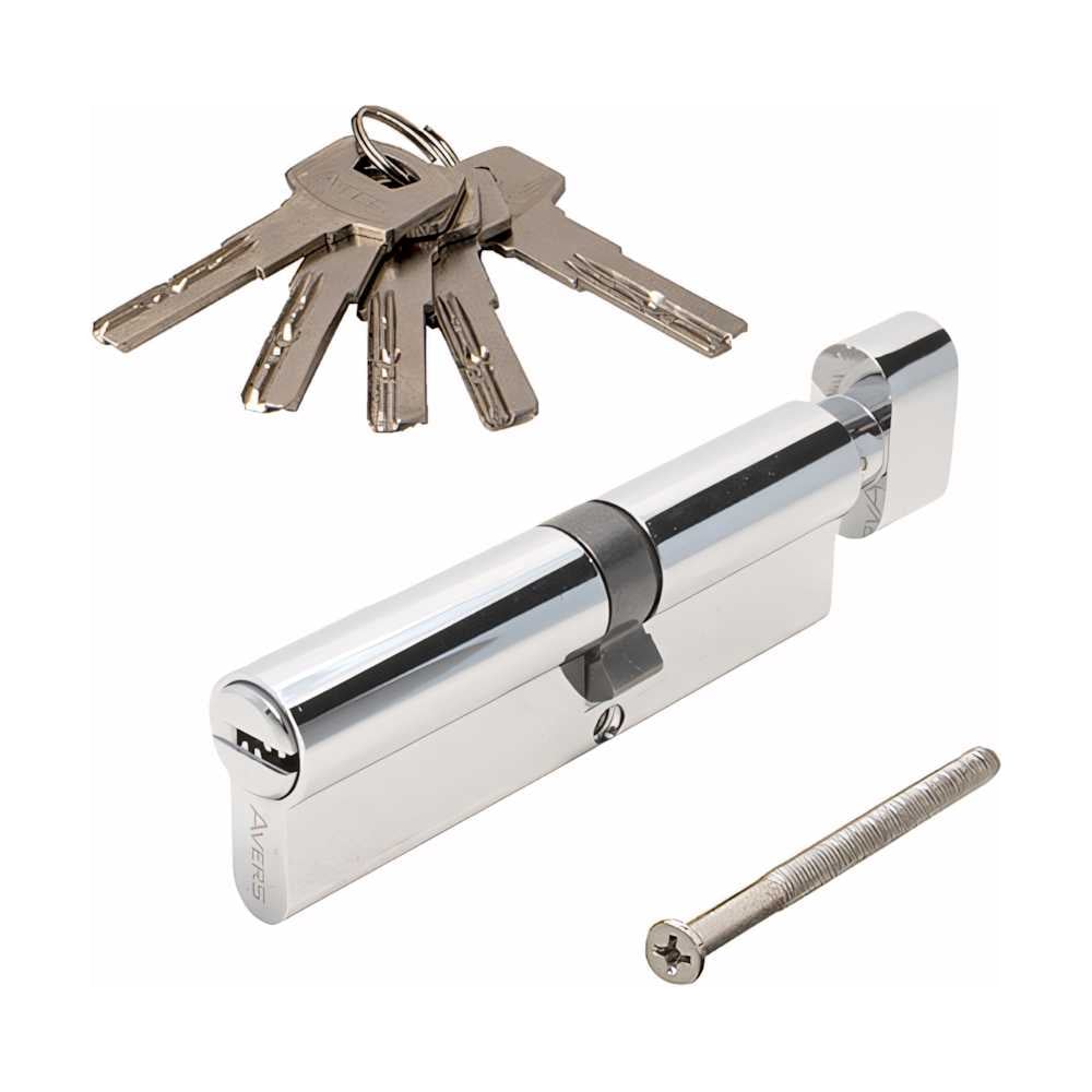 Изображение товара Цилиндровый механизм Avers ZM-100 45/55 с гальваническим покрытием и вертушкой