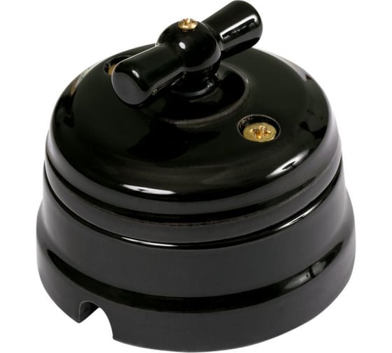 Изображение товара Выключатель МЕЗОНИНЪ фарфоровый перекрестный, цвет - черный GE70402-05