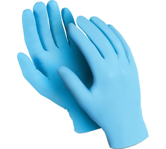 Изображение товара Перчатки Manipula Specialist ЭКСПЕРТ DG-021 нитрил 0.08 мм, голубой, без пудры, текстура на пальцах Пер 709/9